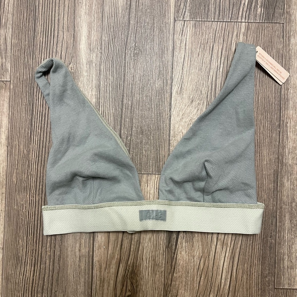 Skims Ribbed Cotton Camo Green Triangle Bra - Size M - Brand New/With Tags